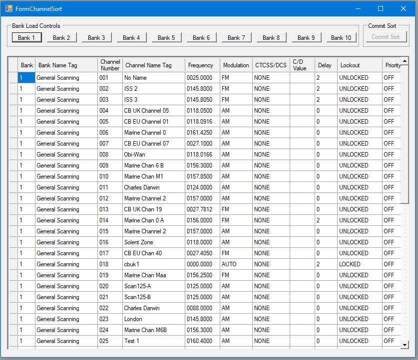 Bank Sort Form