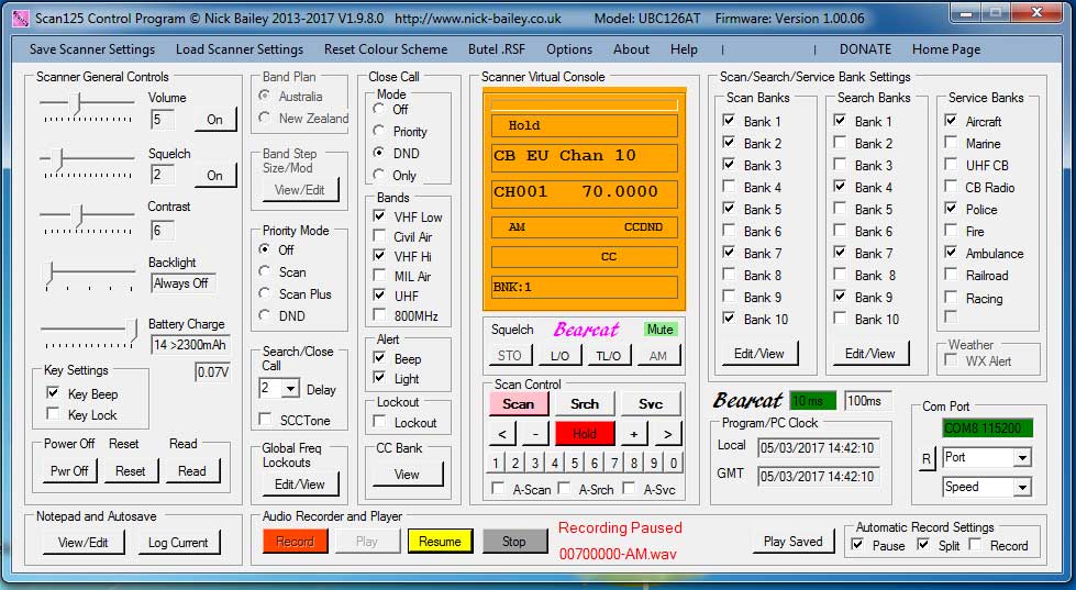 UBC126AT Main Panel Image