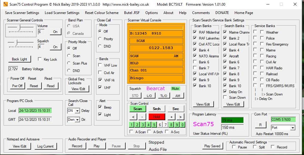 BC75XLT Main Panel Image