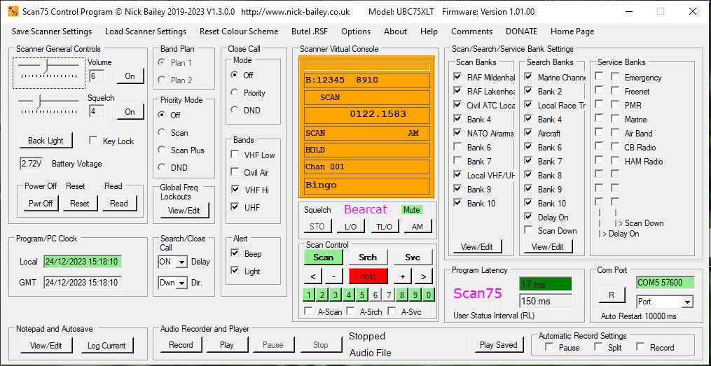 UBC75XLT Main Panel Image